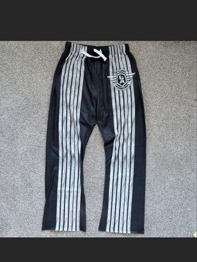 Men's Black & White Striped Jogger Pants